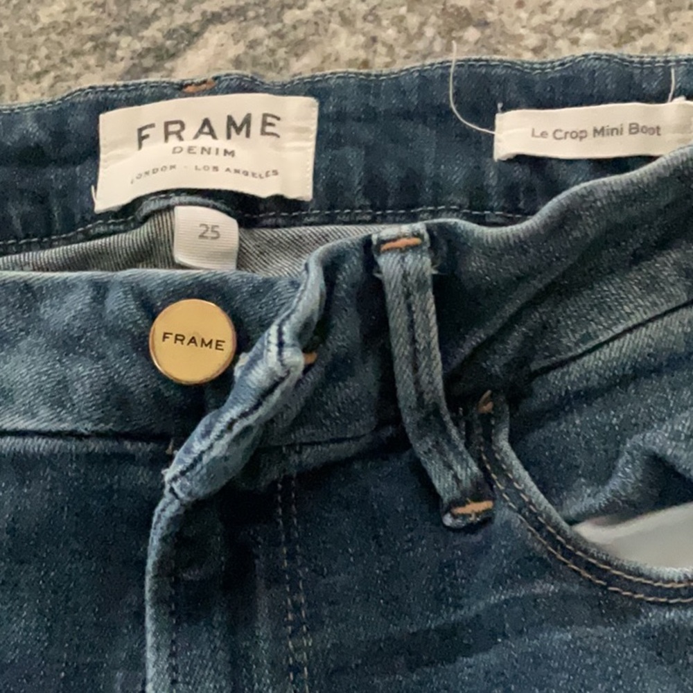 Dark Wash Denim Jeans. AI has them listed as Zara but they are Frame